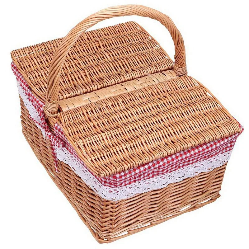 Picnic Basket Practical Pastoral Style Basket Decorative Fabric Storage Basket Flower Basket For Home Outdoor