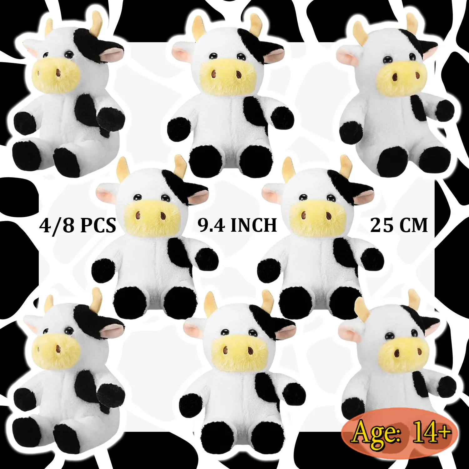

4/8Pcs Cow Stuffed Animal 9.4'' Cow Plush Toys Cow Plushie Stuffed Animals Party Decorations Birthday Gift for Kids Girls Boys