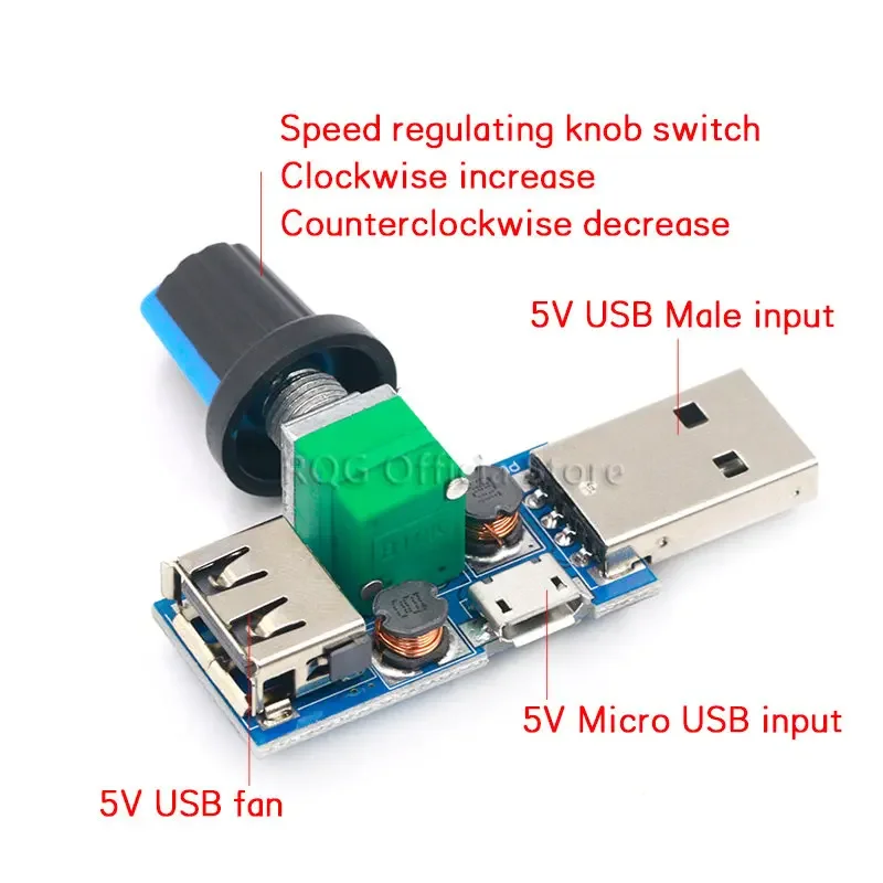 DC 4V-12V 5W XY-FS USB Fan Stepless Governor USB Fan Speed Controller Multi-Gear Auxiliary Cooling Tool