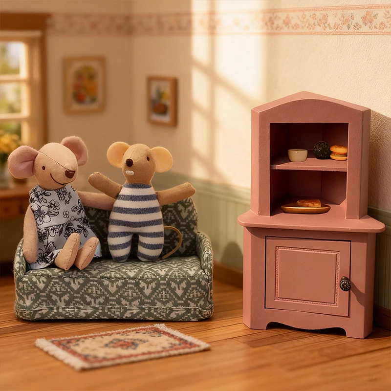 قطعة واحدة من خزانة الزاوية الخشبية المصغرة، تفاصيل واقعية، مثالية لديكور العطلات، مثالية لبيوت الدمى والمشاهد المصغرة #4