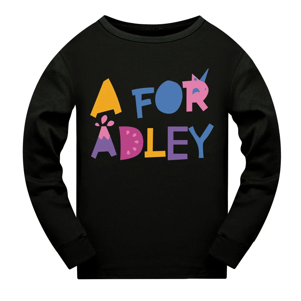 

Grpahic A FOR ADLEY T Shirt Kids Casual Clothes for Teenagers Girls Long Sleeve Pyjama Tops Toddler Boys O-neck Pajama Nightwear