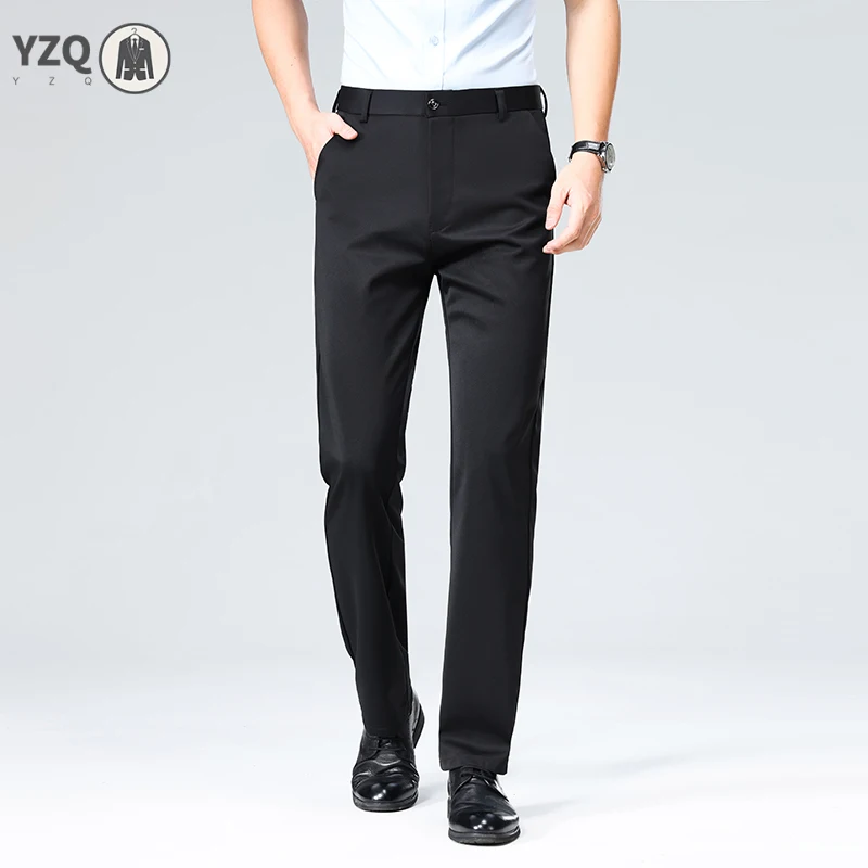 Pantalones chinos versátiles para hombre, de corte recto, con elasticidad en cuatro direcciones, tela suave y fresca, sin necesidad de planchado, para usar durante todo el año.