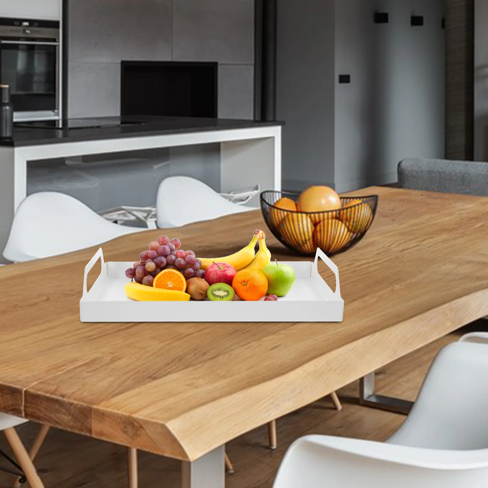 

1Pcs Premium Iron Material Rectangular Serving Platter Thick Easy to Use Food Plate Fast Food Tray Serving Party Platter