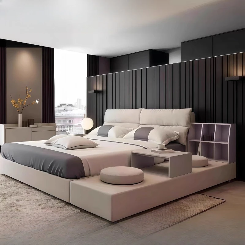 

Storage Aesthetic Bed Nordic Modern Unique Double Luxury Bed Queen Design Bedroom Muebles Para Dormitorio Home Furniture