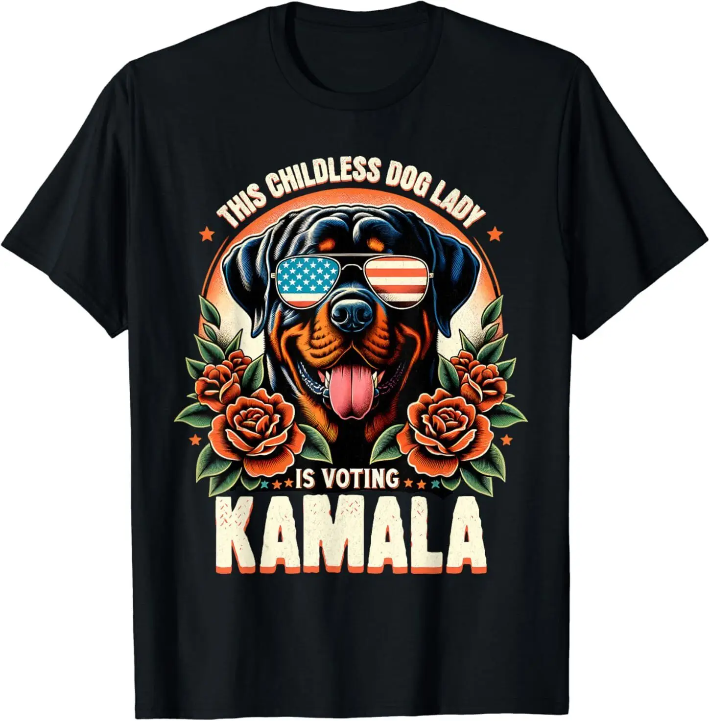 This Childless Dog Lady is Voting Kamala Election Rottweiler T-Shirt