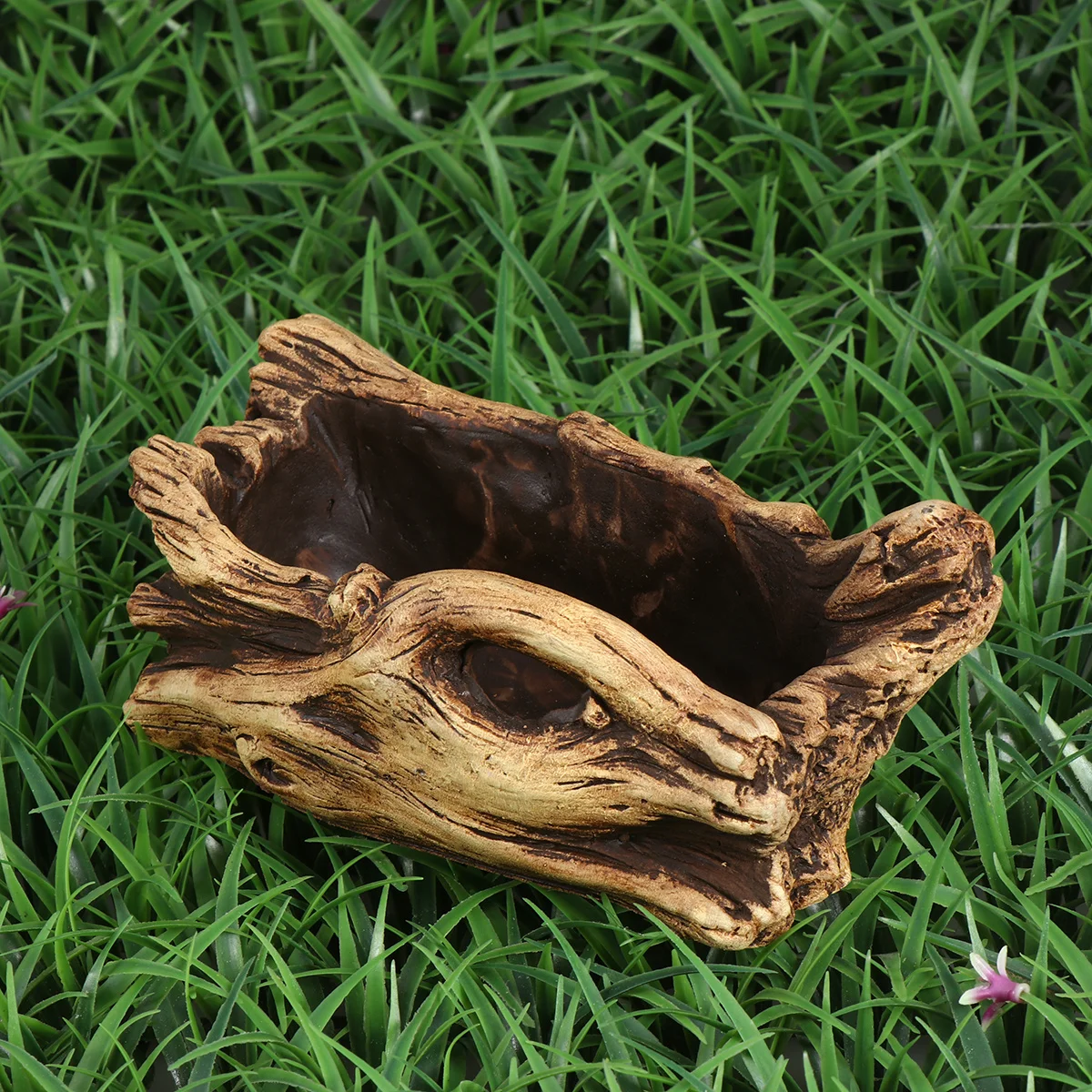 أصيص زهور أسمنتي عتيق مانع للتسرب، تصميم جذع خشبي مقلد، زارع خفيف الوزن للمنزل والمكتب والحديقة، نباتات عصارية