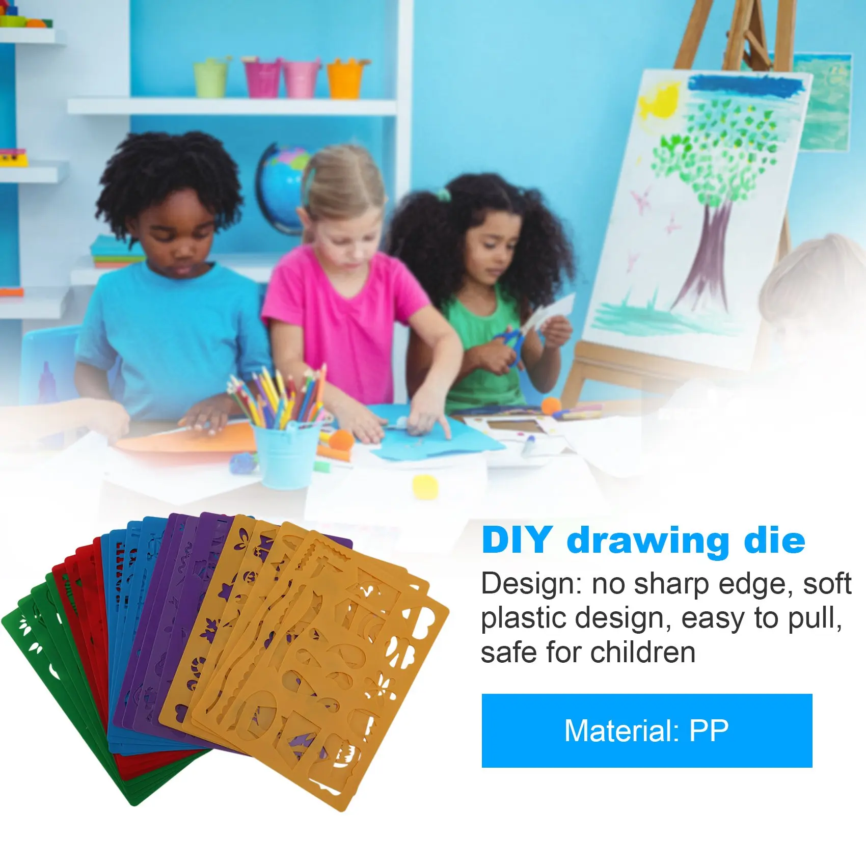 AS96-20 Pcs Children Christmas Halloween DIY Drawing Stencils Hollow Board Set For Kids Plastic Painting Template