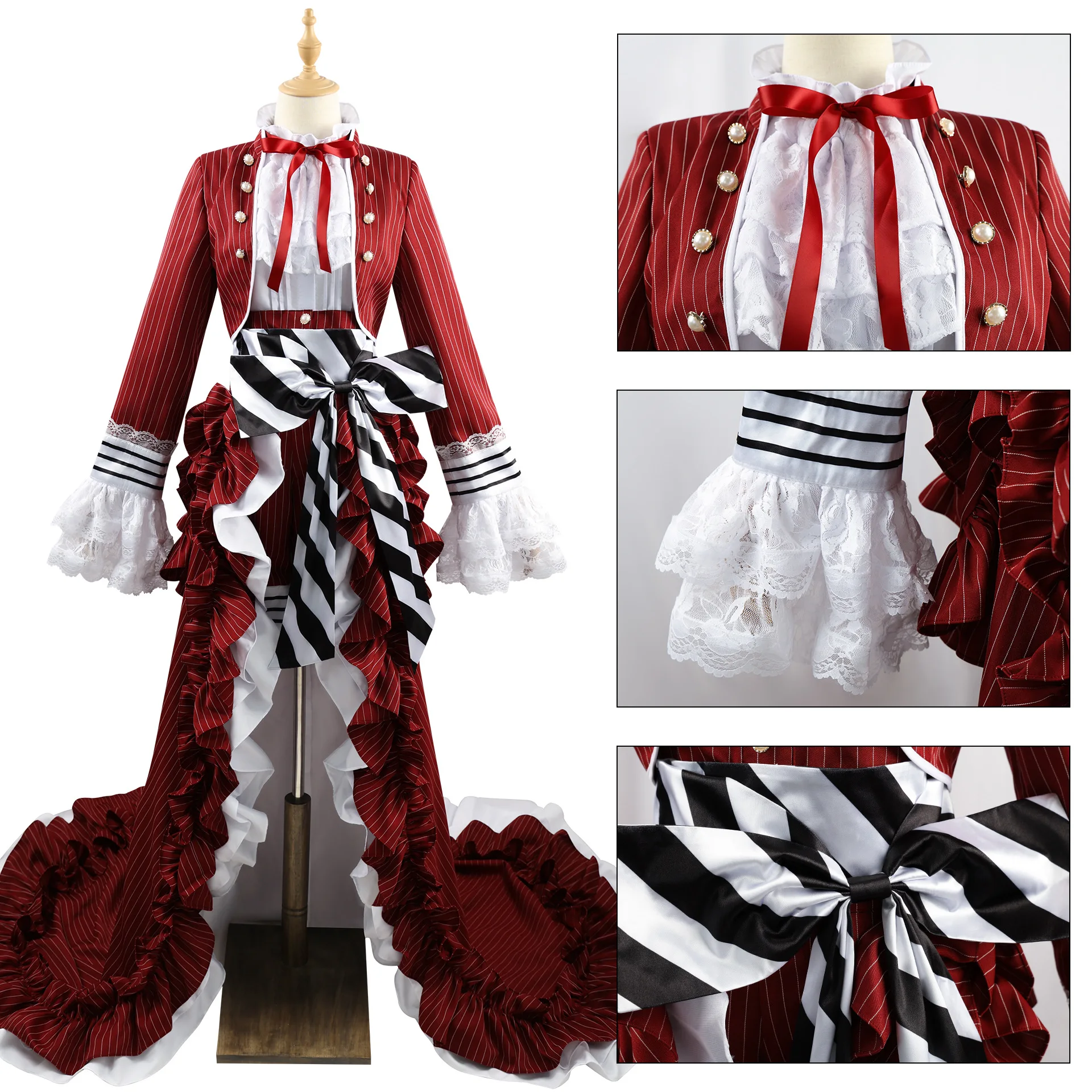 Anime Zwarte Butler Ciel Phantomhive Cosplay, Kostuumjurk Rood Gothique Lolita Lange 208.k Vrouwen Men Halloween Feest Comic Con