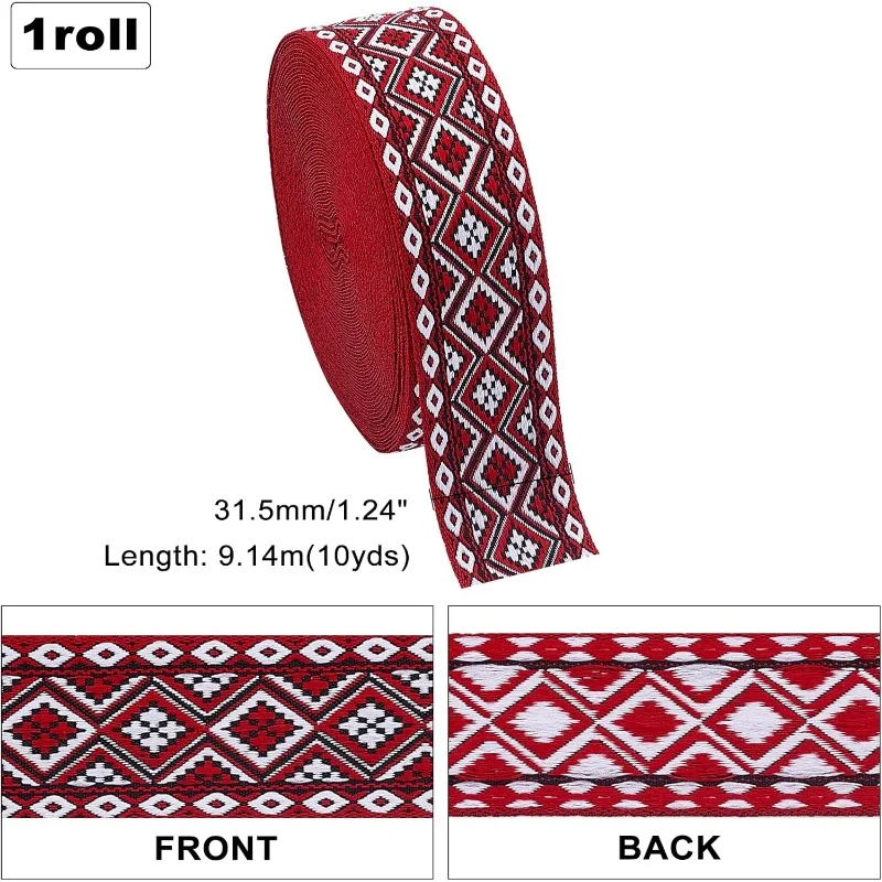 PH PandaHall 10 Yards Jacquard Ribbon Garment Trim Fringe Vintage Embroidered Ribbon Floral Woven Fabric Bias Tape for Sewing