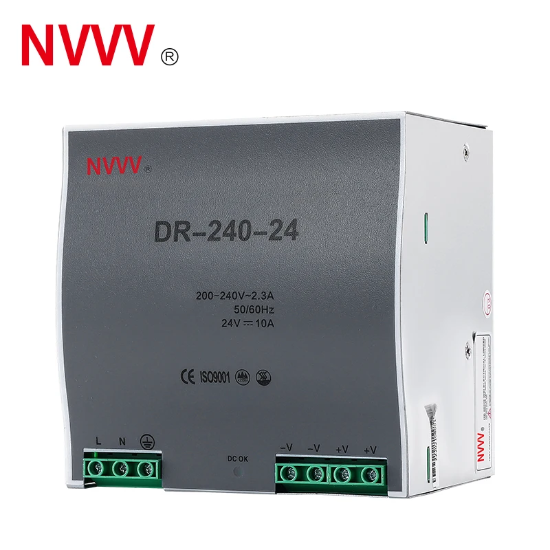 fonte de alimentacao do trilho do ruido estabilizador da tensao serie nvvv dr240 48v 120w 85v 264v ac dc 24v 48v 01