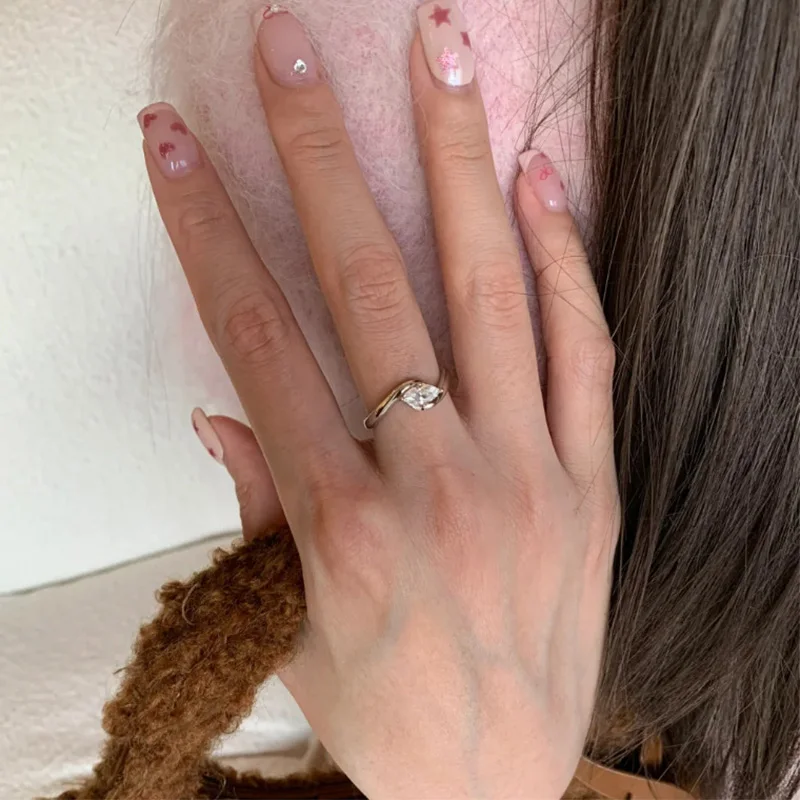 Foxanry Silver Color Minimalist Zircon Ring For Women Couples Elegant Classic Fashion Personality Exquisite Wedding Jewelry Gift