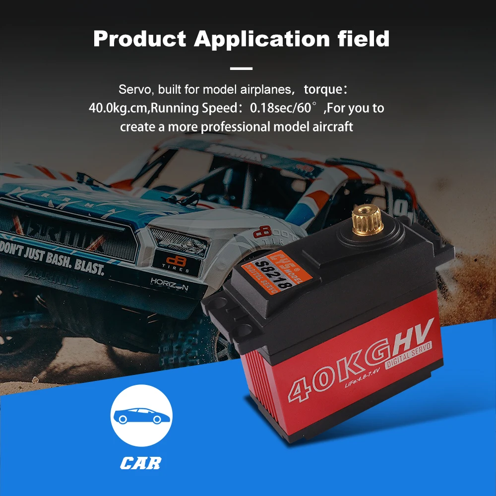 CYS-S8218 40kg Low Profile Brushless Metal Gear Digital Waterproof Servo 7.4V 0.18s/60 High Torque HV Robot Servo for 1/5 RC Car