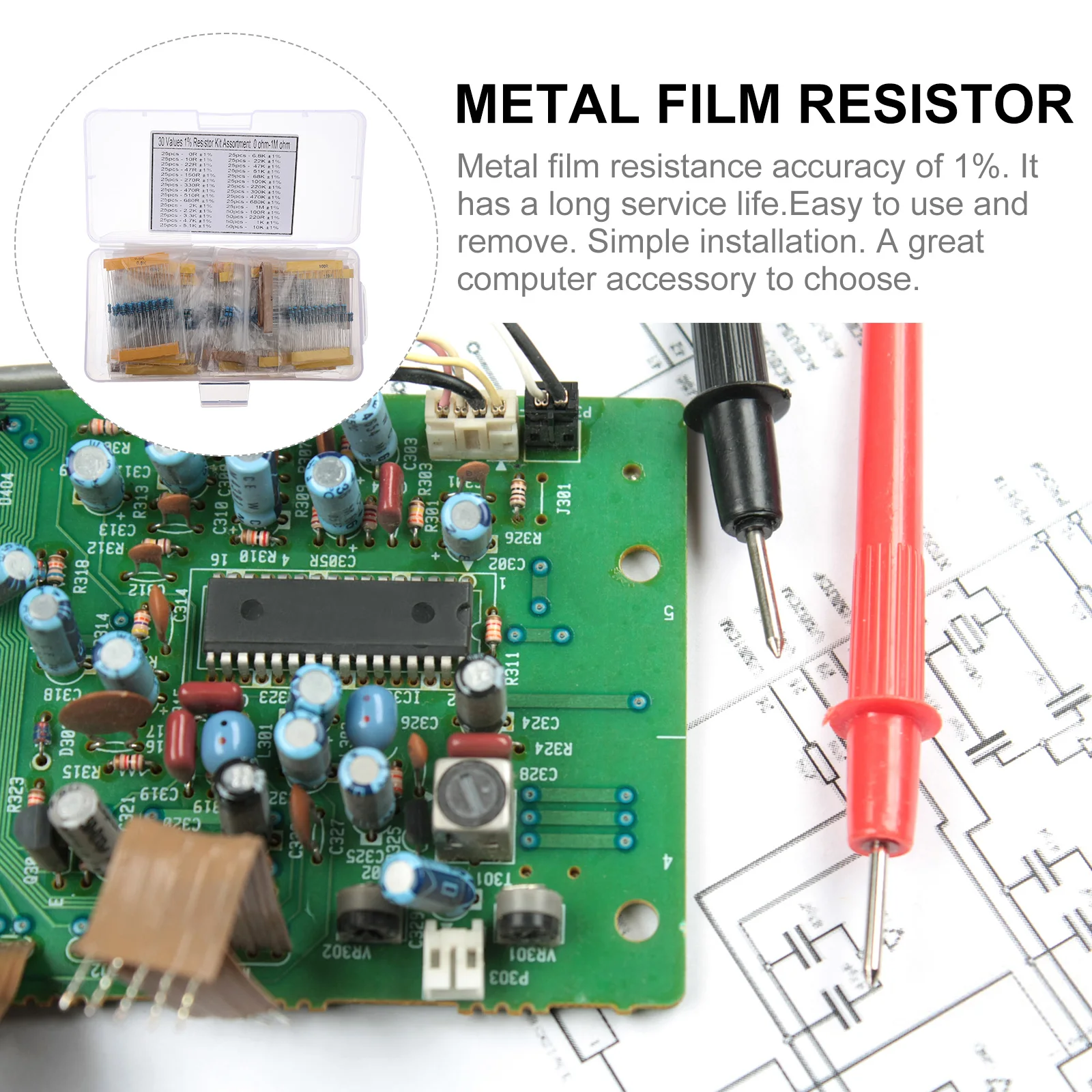 

850 Pcs Resistor Pack Handmade Metal Film Resistors Assortment Kit DIY Electronic Projects Tool
