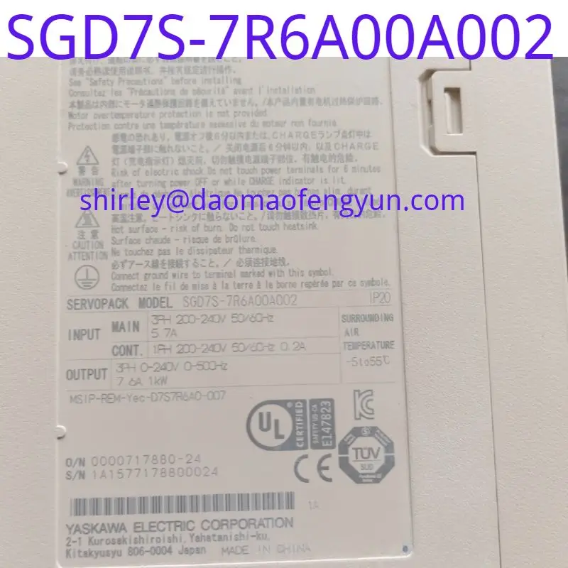 Imagem -06 - Usado Original Yaskawa Series 7th Generation Servo Driver 1kw Sgd7s7r6a00a002