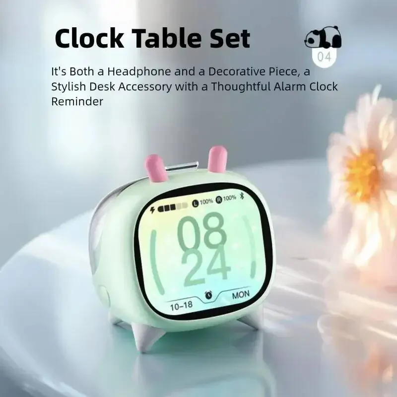 

Smart LED Screen Wireless Bluetooth Earphones Cute TV Design 750mAh Battery Long Battery Life HIFI Stereo Music Earphones Gift