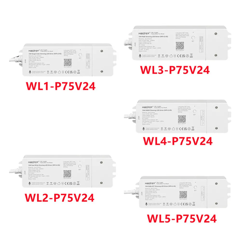 

DC24V 75W strip Light Transformer WiFi+2.4G Dimmer LED Driver Controller for Single Color/Dual White/RGB/RGBW/RGB+CCT AC100-240V