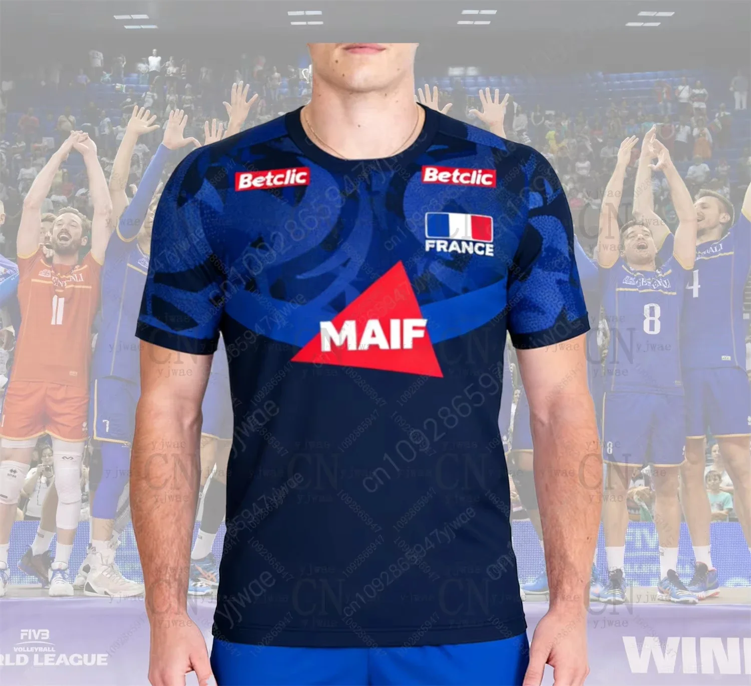 

25-26 Kid's New Volleyball Jersey T-shirt France Training Jersey Loose Breathable Quick Drying Adult's SportsWear Short Sleeve