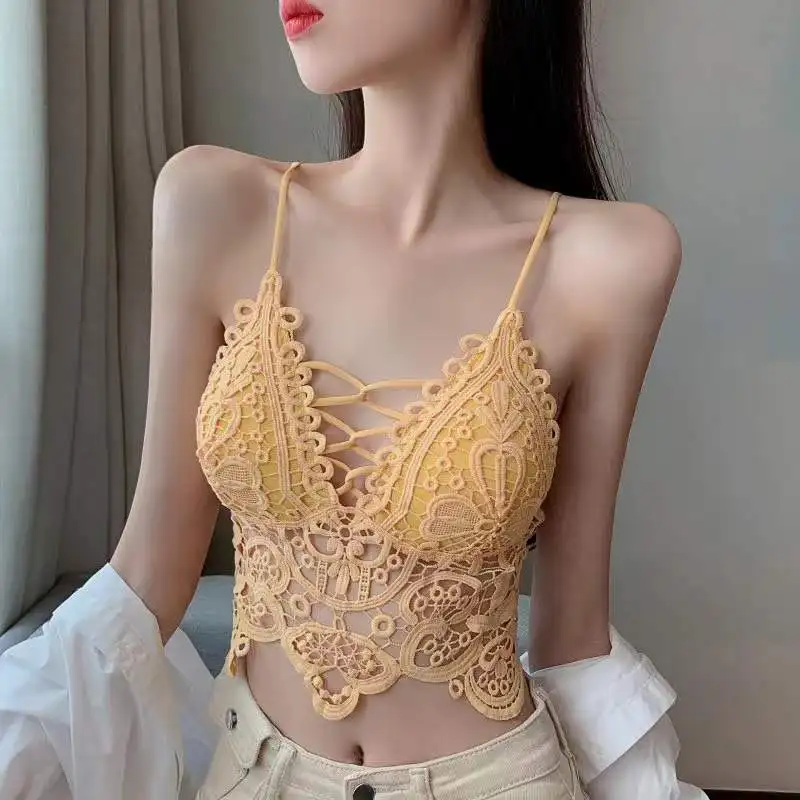 Women\'s Bra Tube Tops Fashion Hollow Out Top Sexy Lace Bra Girl  Outer Tank Up Women\'s Underwear Female Crop Top Sexy Lingerie