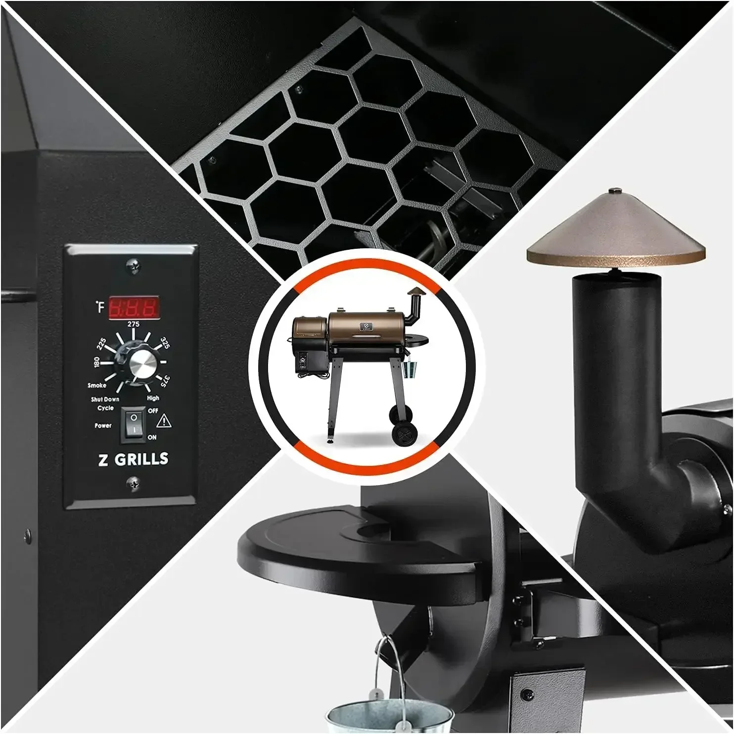 لـ Z GRILLS ZPG-450A 2024 ترقية شواية الخشب والمدخن 6 في 1 شواية شواء التحكم التلقائي في درجة الحرارة، 450 متر مربع باللون البرونزي #2