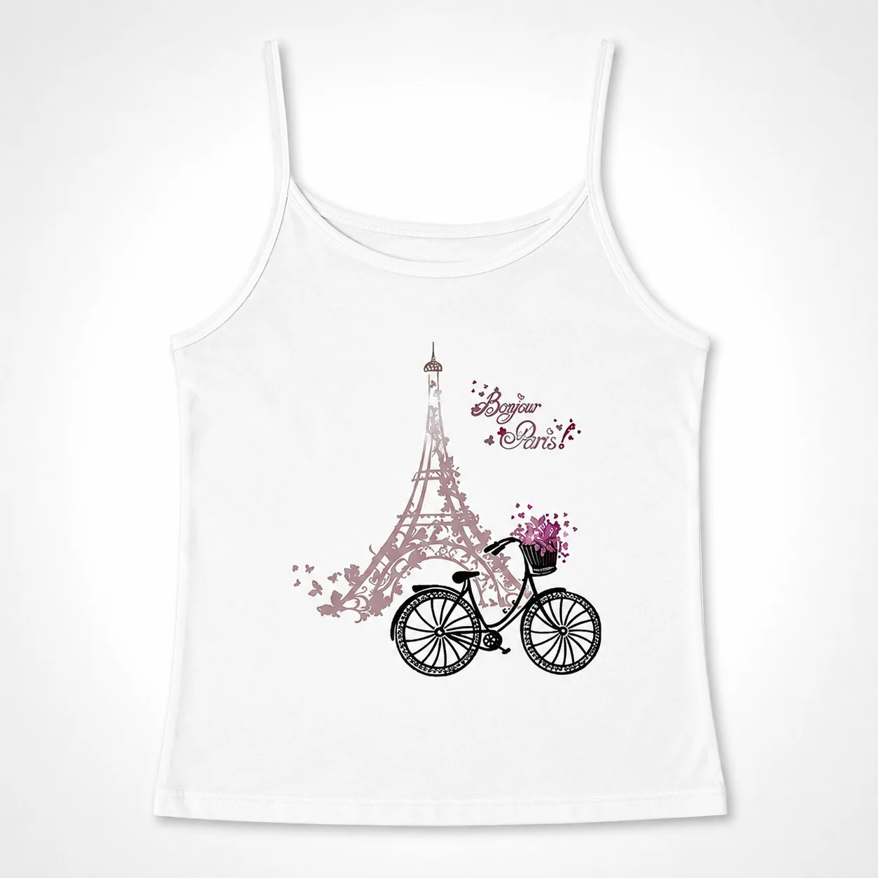 Paris Eiffel Tower Bicycle Flower Print Cosmetic Bag Bonjour Paris Pattern Zipper Makeup Pouch Travel Storage Purse for Women