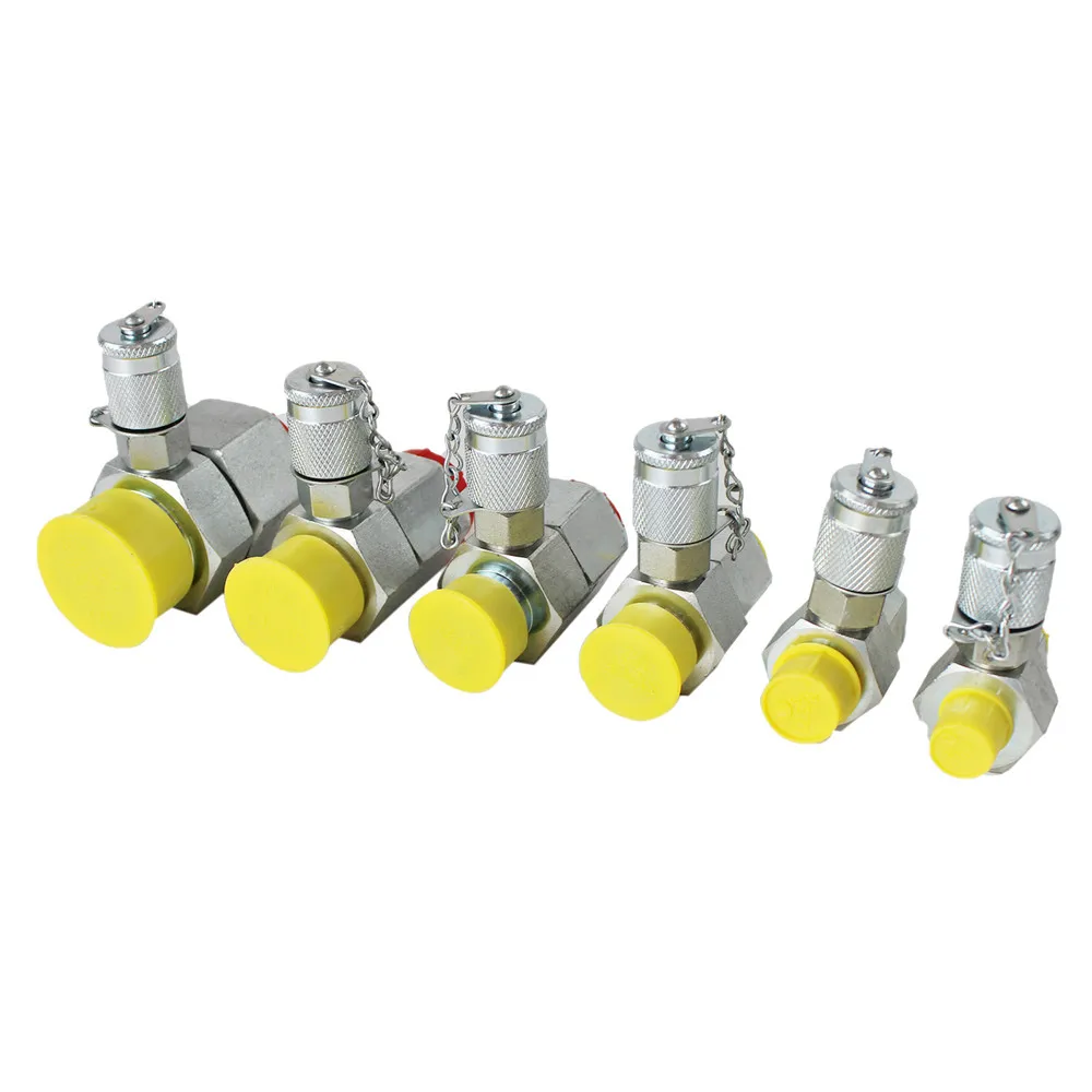 BSPP 6 Pack Hydraulic Swivel Run Tees Tester Coupling Point Set Tee Connectors for Excavator Construction Heavy Duty Machinery