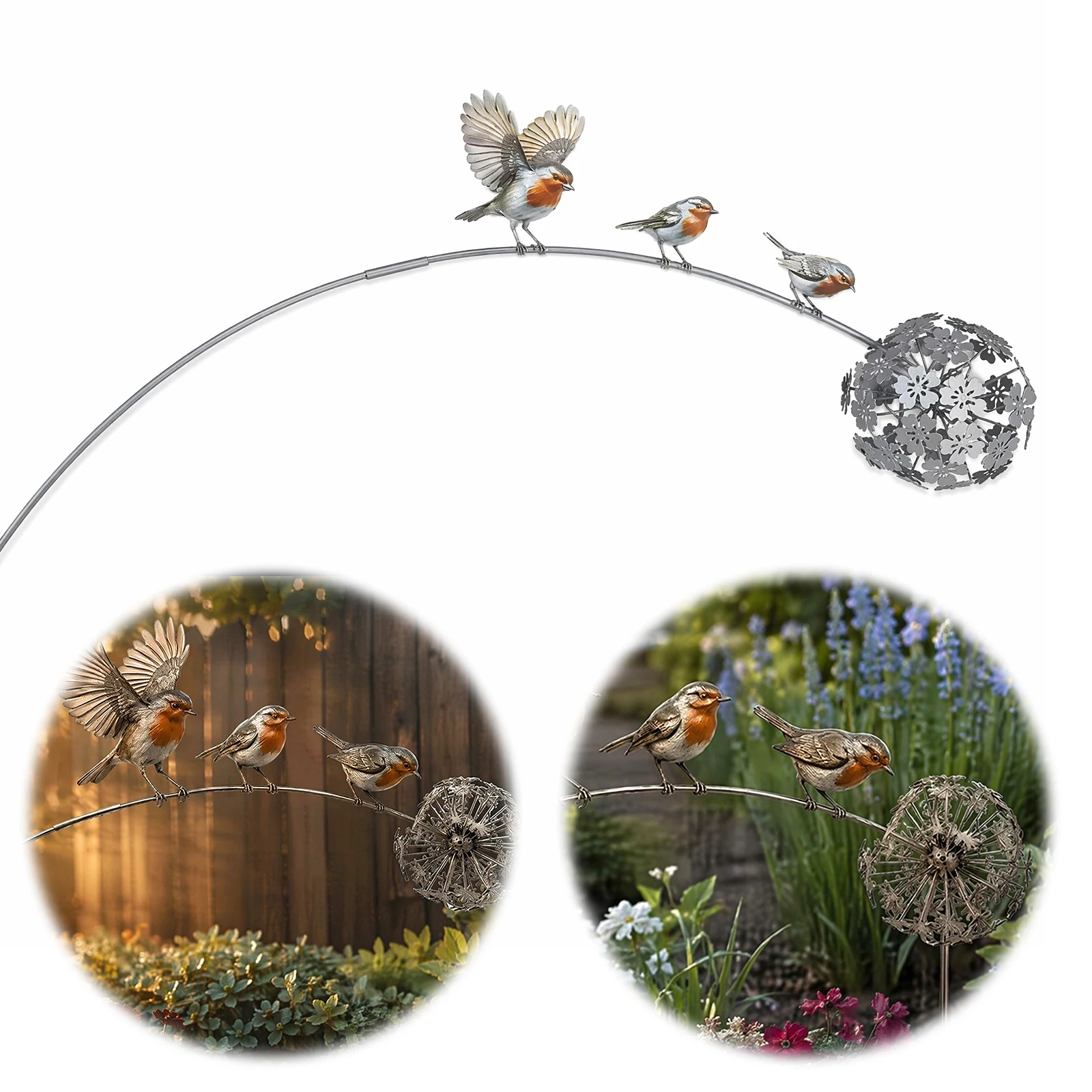 Robin Garden Stake Weather Resist Metal Garden Sculpture Multifunctional Gardens Ornament for Patio Porch Lawn Indoor Wall view 4