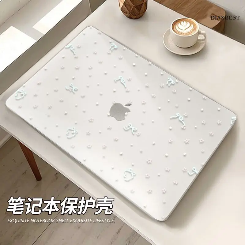 Minimalist Bow Case for Macbook Air 13 M5 M1 Pro 14 M4 13M3 15 16 M2 Mac Hard Shell Accessory Cover A1278A1369 A1466 A3429 Neo