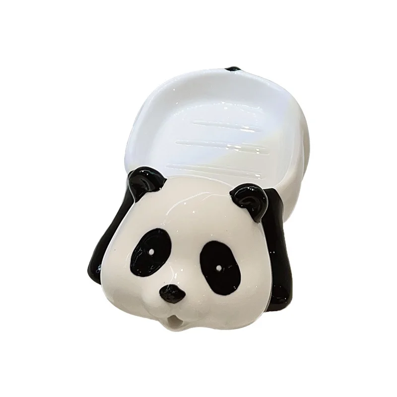 

Creative Cartoon Cute Soap Storage Rack Bathroom accessories Ceramic Panda Soap Box Home Toilet Bathroom Drain