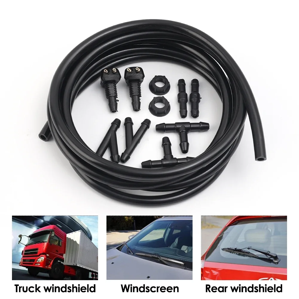 DIY All in One Car Wiper Washer Hose Set Wipers Spray Hose Fitting Car Windshield Washers Nozzle Washers Connection Hoses