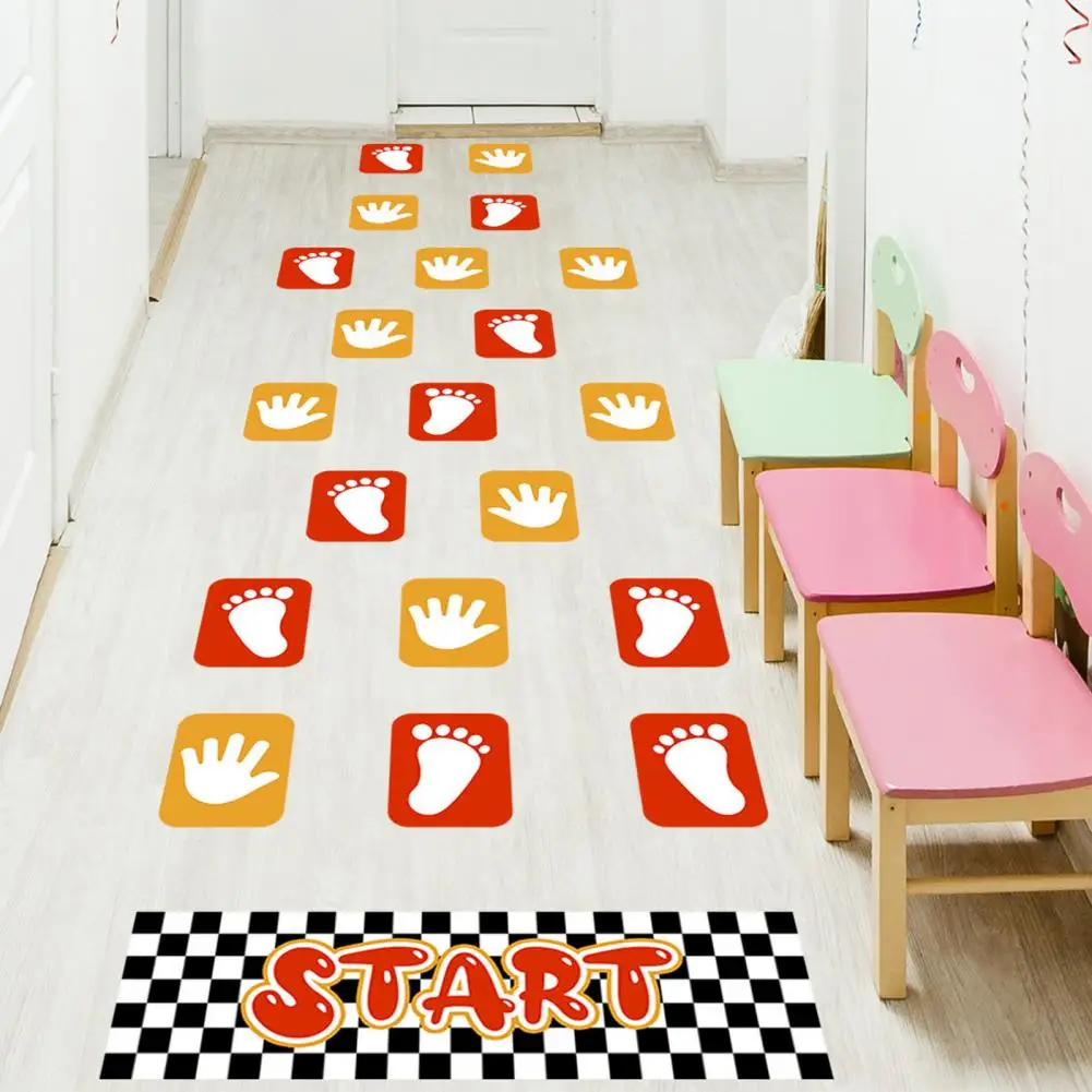 1 Set Hopscotch Decals Helpful Cartoon Print Pathway Floor Decals Contrast Color Sensory Play Stickers Children Present