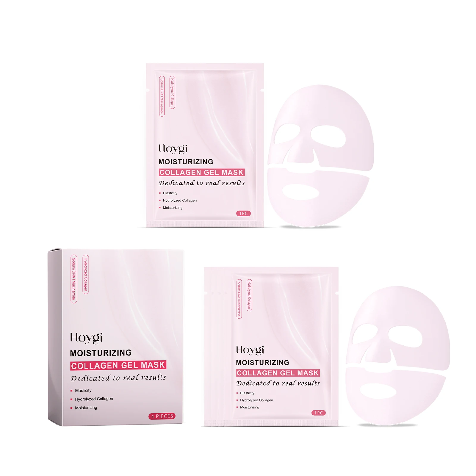 Hydrolyzed Collagen Sheet Mask Reduce Fine Lines Increase Skin Elasticity Firming Nourishing Shrink Pores Sodium DNA Facial Mask