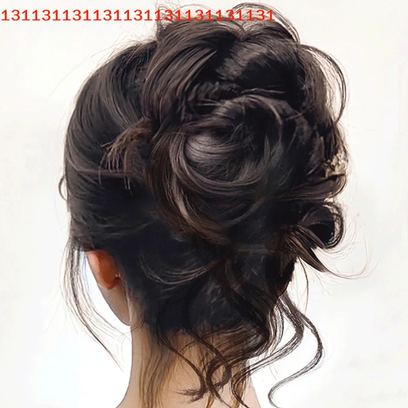 Synthetic Curly Bun Messy Claw Chignon Clip Elastic Hair Scrunchies Hairpieces Donut Updo Hair Pieces For Women