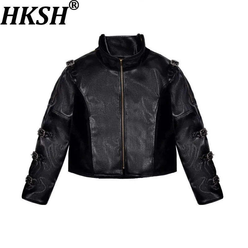 

HKSH весна осень зима новая мужская куртка из искусственной кожи Dark Tide Chic Ins Techwear авангардное стеганое пальто Techwear мода HK17715