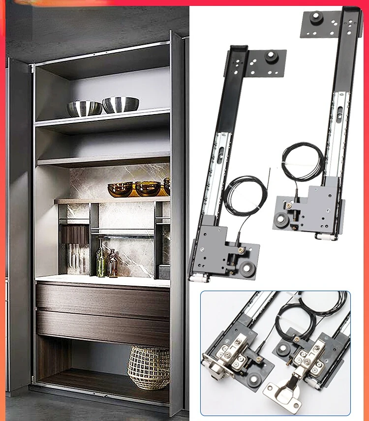 Hidden Wardrobe Swing Door Track Pocket Door Cabinet Door Side Mounted Inverted Plug-in Telescopic Slide Rail Hardware