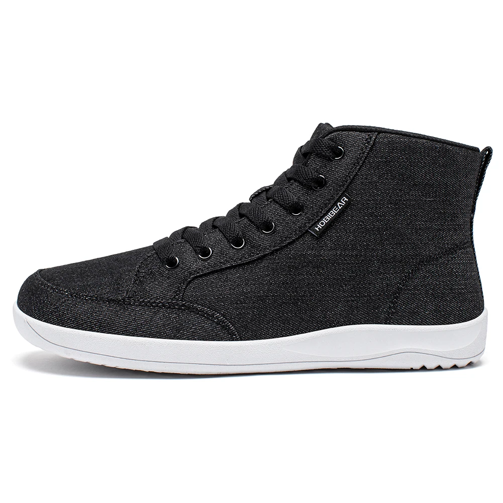 HOBIBEAR Mid-Top Barefoot Shoes Unisex Wide Toe Box Canvas Sneakes Zero Drop Lace Up Outdoor Walking Shoes