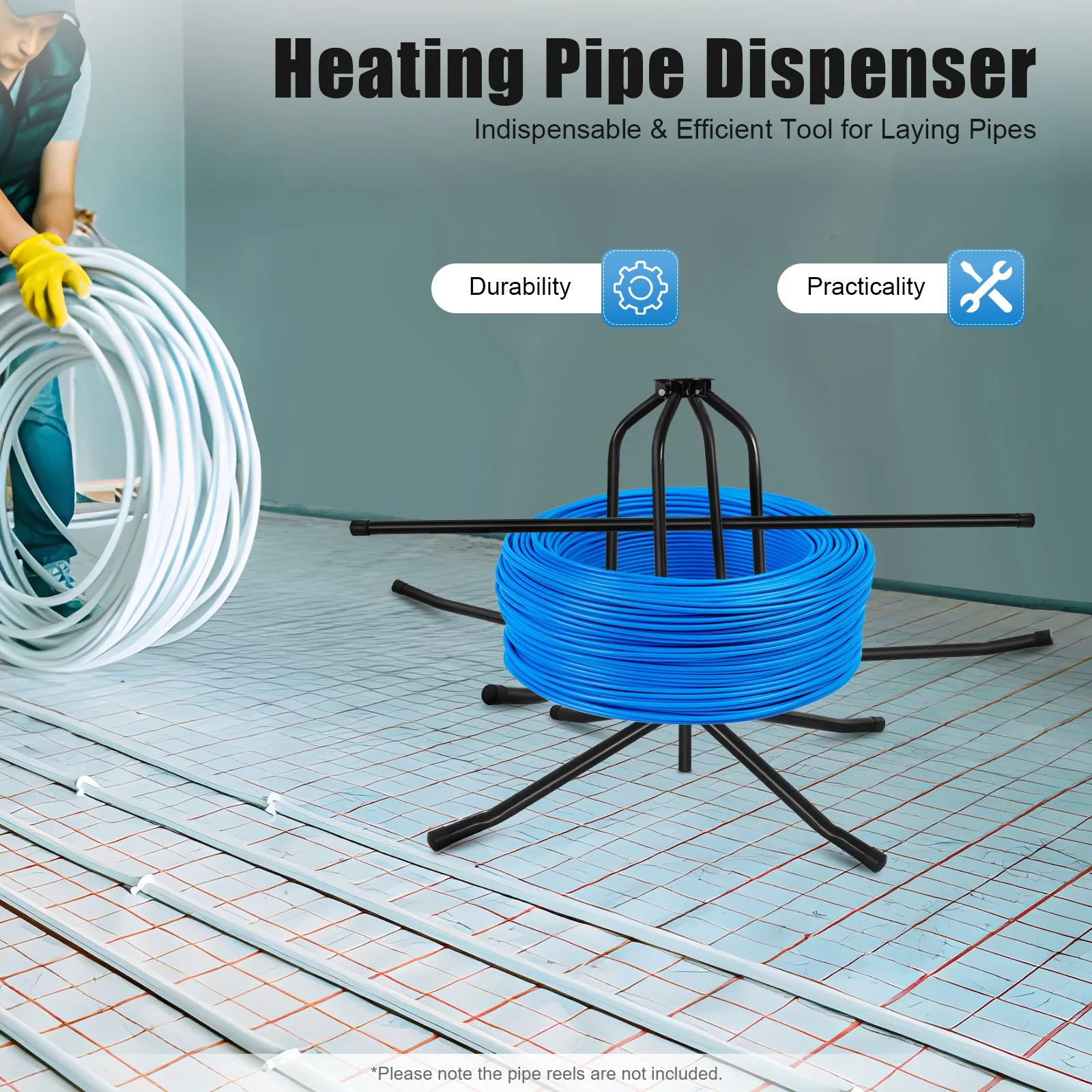 Distributeur de câbles à support, dérouleur de tuyaux de chauffage au sol portable, décoiler de bobine de tuyau de chauffage pour la décoration de la maison, chanties de construction