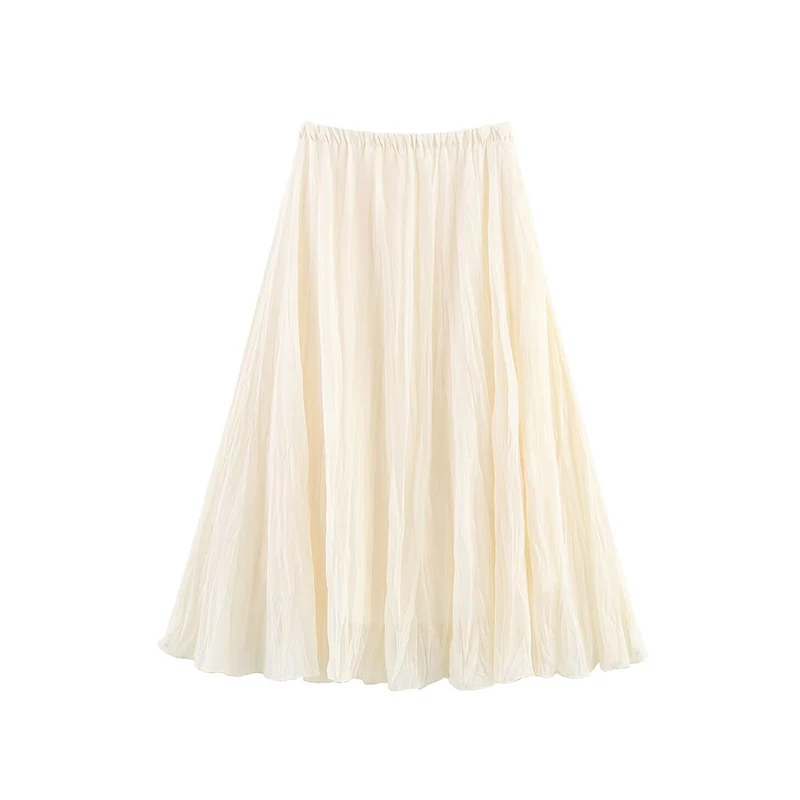 

Z Women's Faion Pleated Skirt 2025 New Sle Versatile Daily Commute High Waist Polyester Fiber Midi Skirt