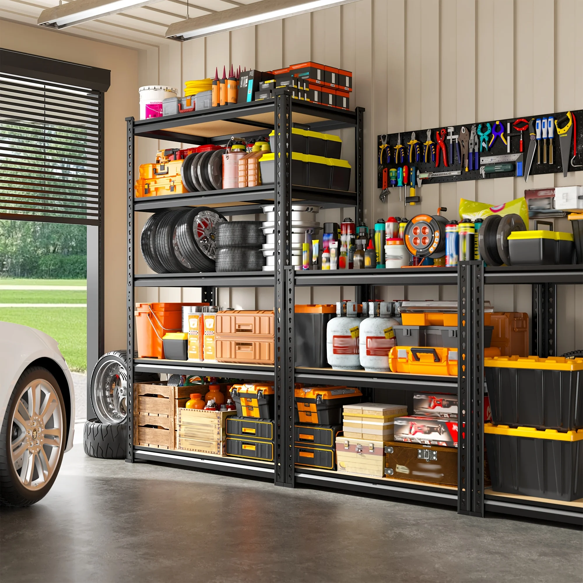 2000 lbs Hochleistungs-Lagerregal, 5 Etagen, verstellbares Metallregal, einfache Montage, Garage, Lagerorganisation