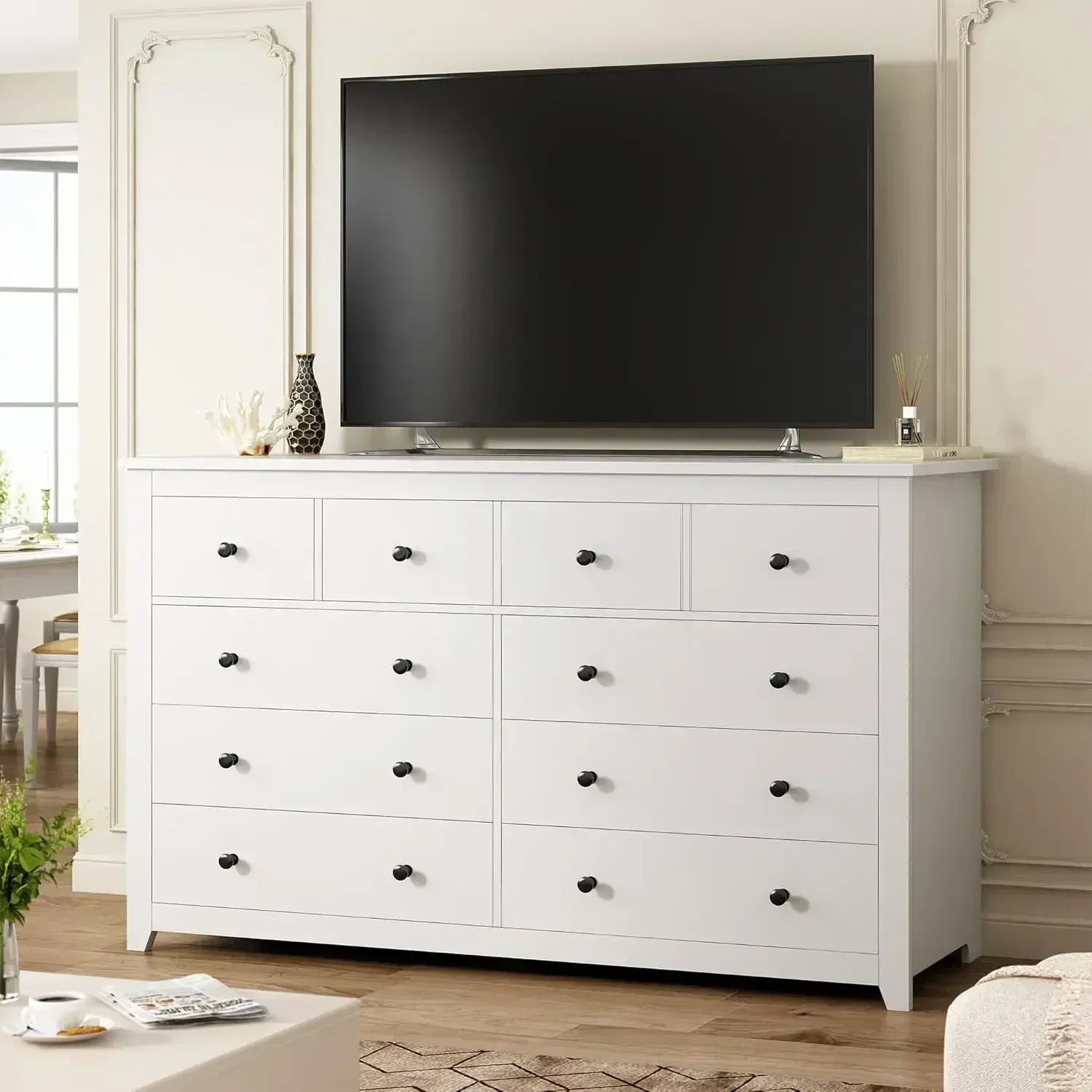 Hot-Selling-Sale White Dresser, Dresser For Bedroom With 10 Deep Drawers Wood D…