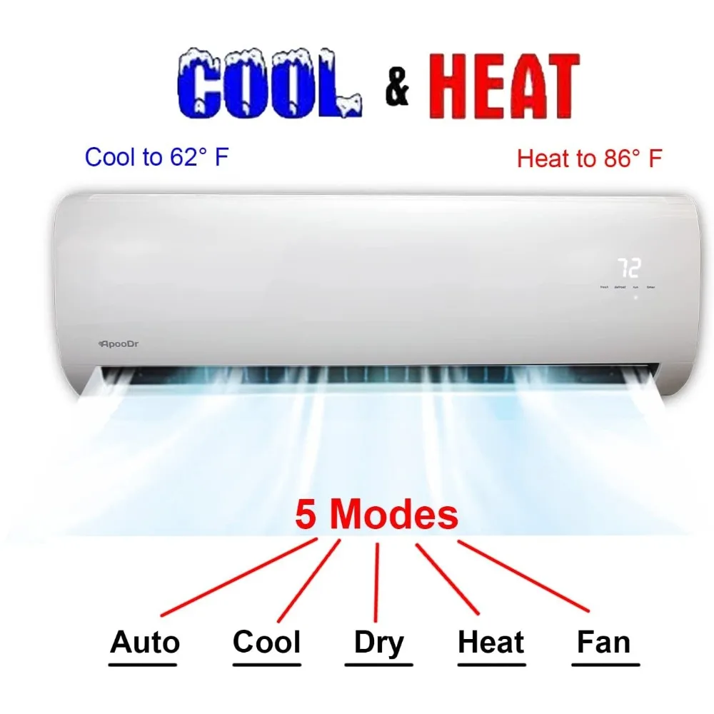 18000 BTU Mini Split Air Conditioner Inverter Heat Pump 220V 1.5 Ton Cooling Heating Ductless System Installation Kit, Custom