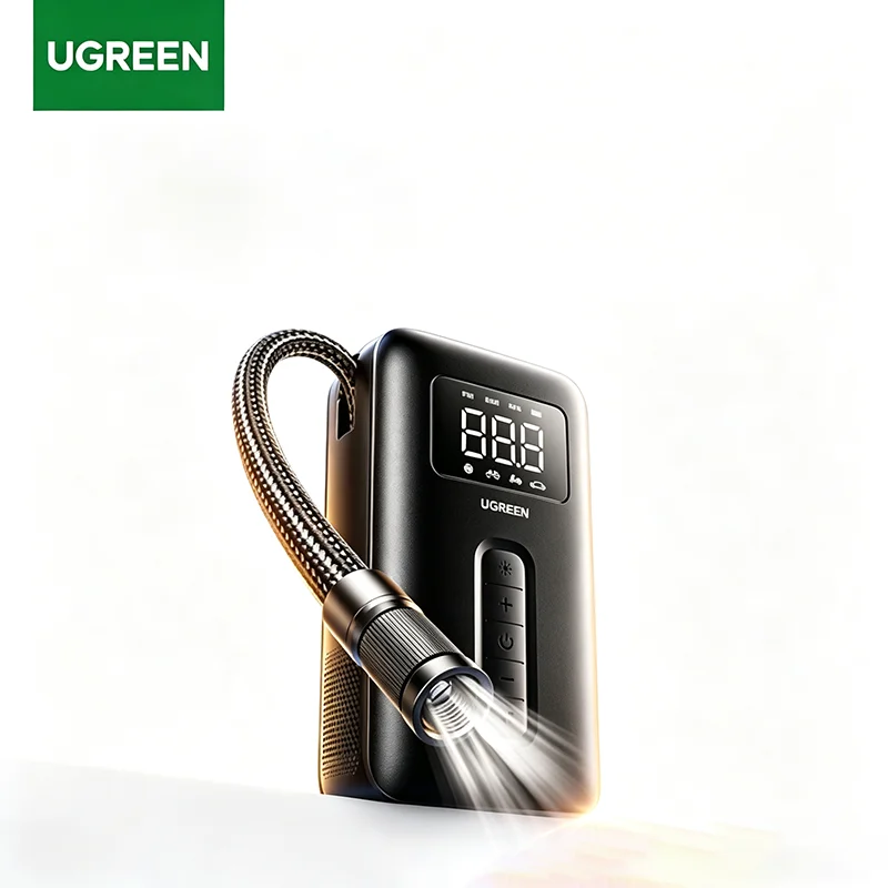 UGREEN Tire Inflator Portable Air Compressor Air Pump with Battery LED Light Cordless Tire pump for Cars Bikes Motorcycle Balls