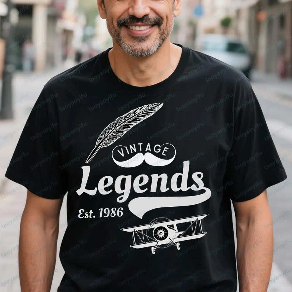 VINTAGE Legends Est 1986 التي شيرت المتقاعدين الطيار هدية الملابس هدية لعشاق الطيران الأب المحملة موضة ريترو تصميم الرجال T