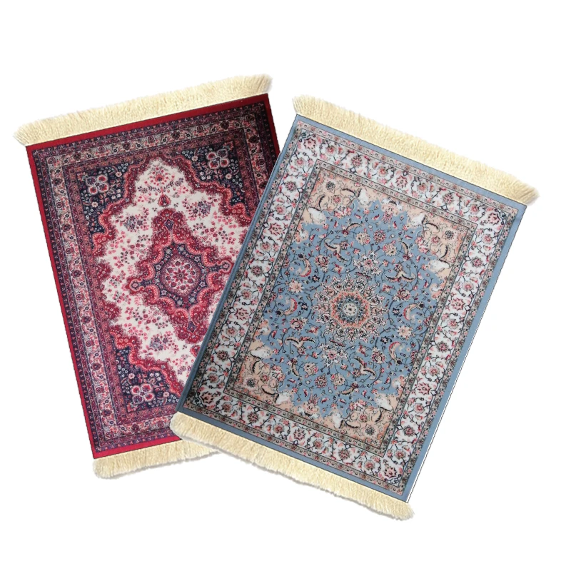 2-Piece Set Persian Style Rug Mouse Pad Oriental Carpet Style Small Mouse Pad Computer Mousepad for Table Decor Coffee Coasters