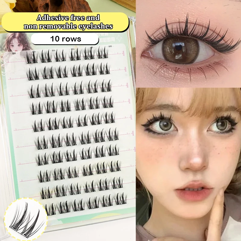 Faux-cils tournesol sans colle, 10 rangées, segmentés, réutilisables, sans retrait, Extension de cils épais, pour agrandir les yeux, usage quotidien