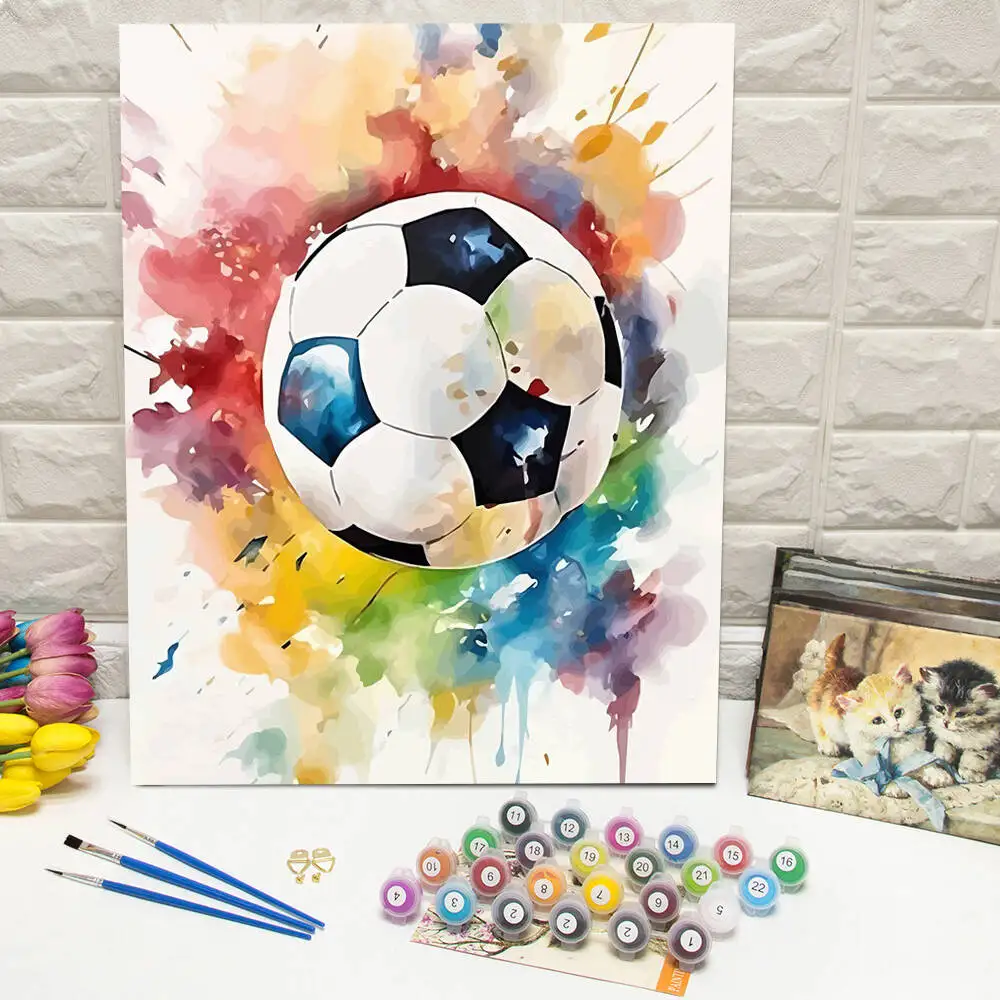 

Digital Oil Painting Soccer DIY Paint By Number Adult Kit Football Drawing On Canvas Living Room Modern Home Decor Unique Gift