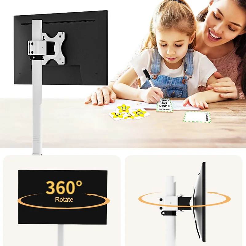 범용 TV 모바일 플로어 스탠드 브래킷 화상 회의 기계 모니터 카트 대형 크기는 14-32 인치 터치 스크린을 지원합니다