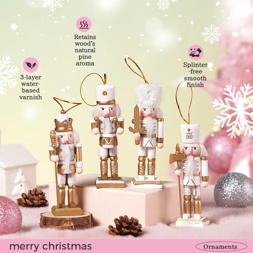 4/6Pcs 12CM Christmas Nutcracker Platinum Soldier Color Puppet Christmas Decoration small gift pendant Creative home pendant