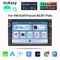 Uckazy 2 Din Car Radio Android 13 For VW PASSAT B5 MK4 MK5 SHARAN Jetta Bora Polo TRANSPORT T5 CITI CHICO Multimedia Head Unit