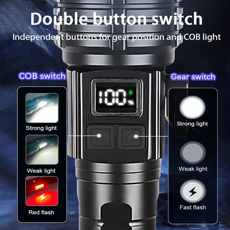 New 2800000LM high-power flashlight USB rechargeable flashlight strong light 3000M tactical light with tail magnetic flashlight