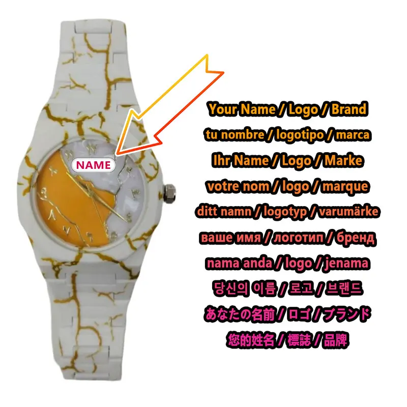 Fashion  Arabic Number Quartz Watch for Men Unique Distressed Blue Case and Strap Plastic Waterproof Watch Can Be Customized